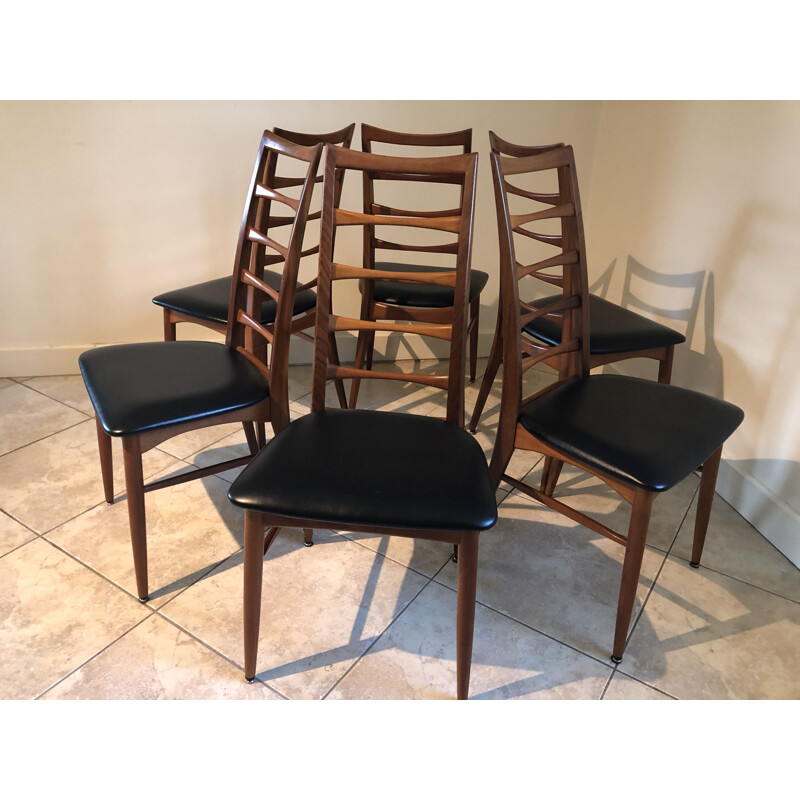 Conjunto de 6 cadeiras de teca vintage de Niels Koefoed para Koefoeds Hornslet, 1961
