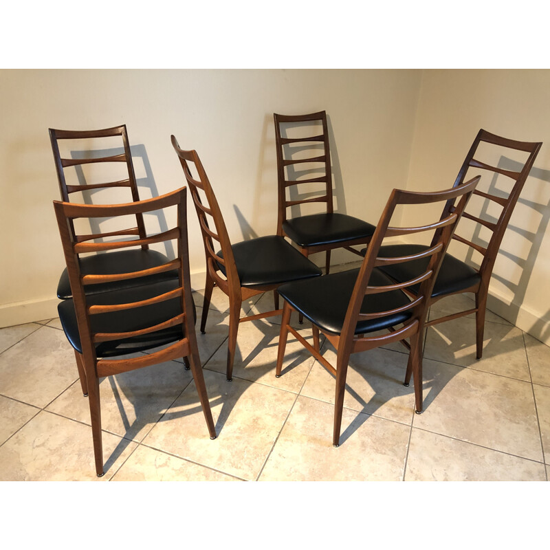Conjunto de 6 cadeiras de teca vintage de Niels Koefoed para Koefoeds Hornslet, 1961