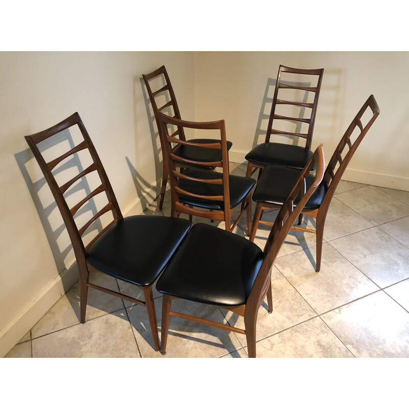 Set of 6 vintage teak chairs by Niels Koefoed for Koefoeds Hornslet, 1961