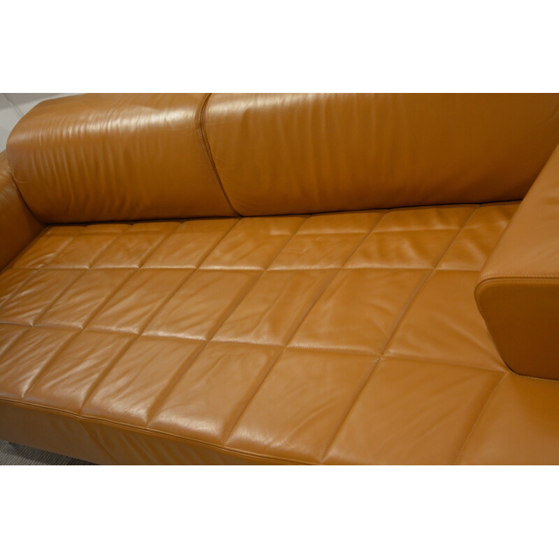 Large Poltrona Frau "quadra" sofa in leather, Pierluigi CERRI - 1995