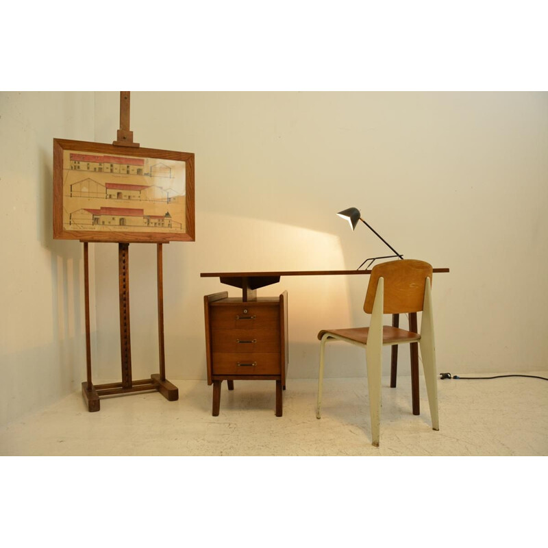 Bureau vintage en chêne, France, 1950