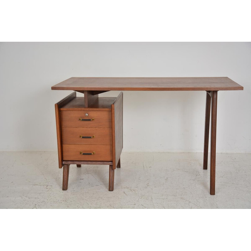 Vintage oak desk, France, 1950s