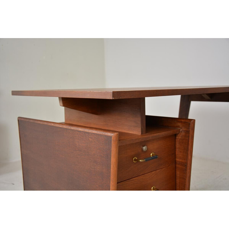 Vintage oak desk, France, 1950s