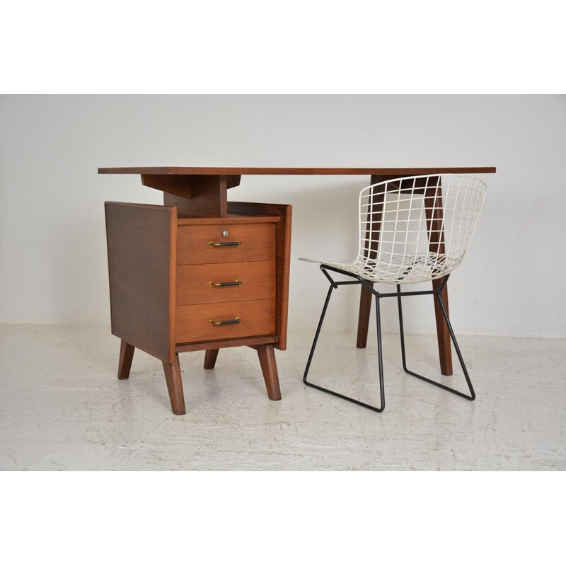 Vintage oak desk, France, 1950s