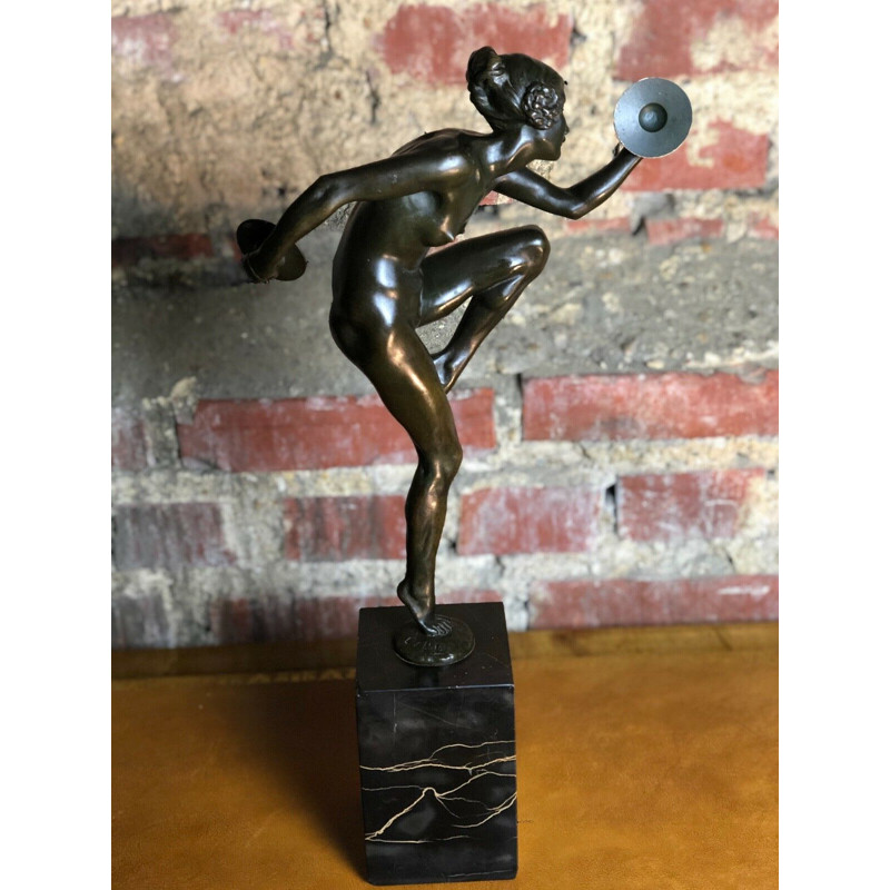 Vintage sculpture "la danseuse aux cymbales" by Lucien Charles Edouard Alliot