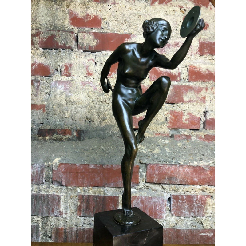 Vintage sculpture "la danseuse aux cymbales" by Lucien Charles Edouard Alliot