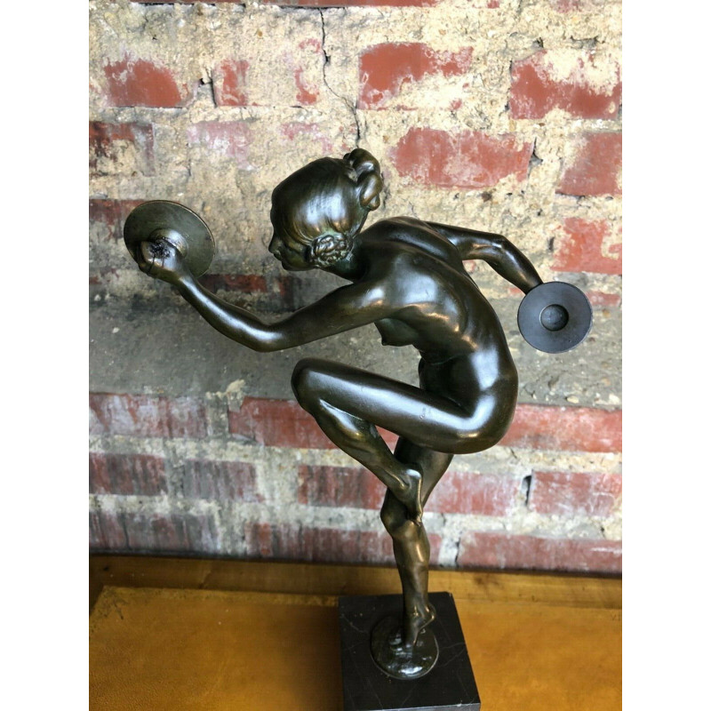 Vintage sculpture "la danseuse aux cymbales" by Lucien Charles Edouard Alliot