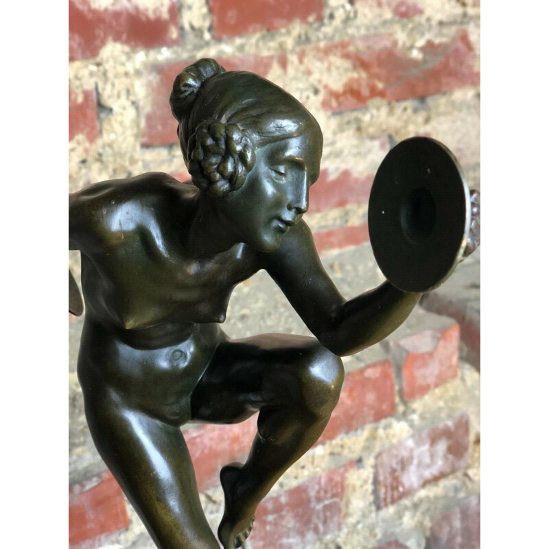 Vintage sculpture "la danseuse aux cymbales" by Lucien Charles Edouard Alliot