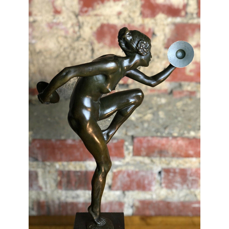 Vintage sculpture "la danseuse aux cymbales" by Lucien Charles Edouard Alliot