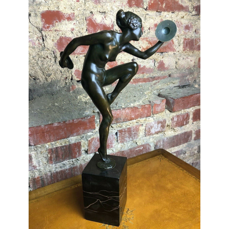 Vintage sculpture "la danseuse aux cymbales" by Lucien Charles Edouard Alliot