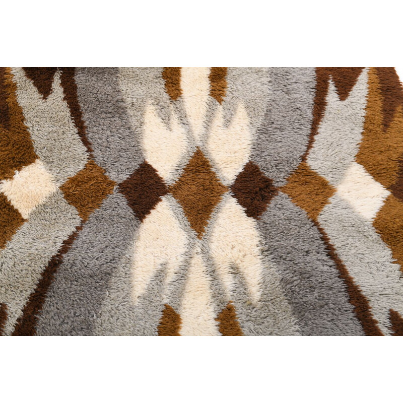 Vintage brown Wool Rug, Denmark, 1960s