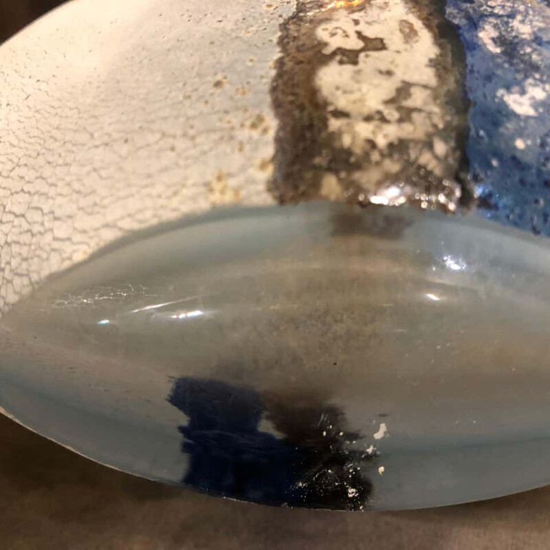 Vintage "Scavo" Blue Murano Glass Vase by Alfredo Barbini, 1970s