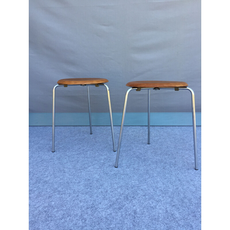 Vintage Teakholz-Hockerpaare von Arne Jacobsen