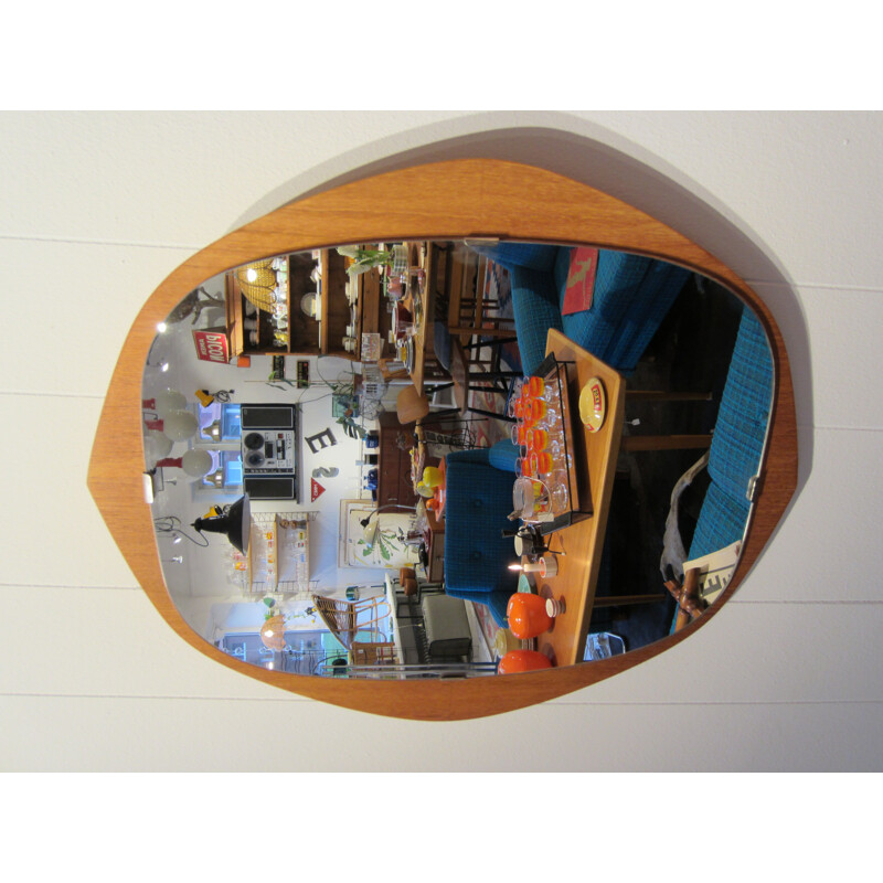 Vintage Scandinavian teak mirror