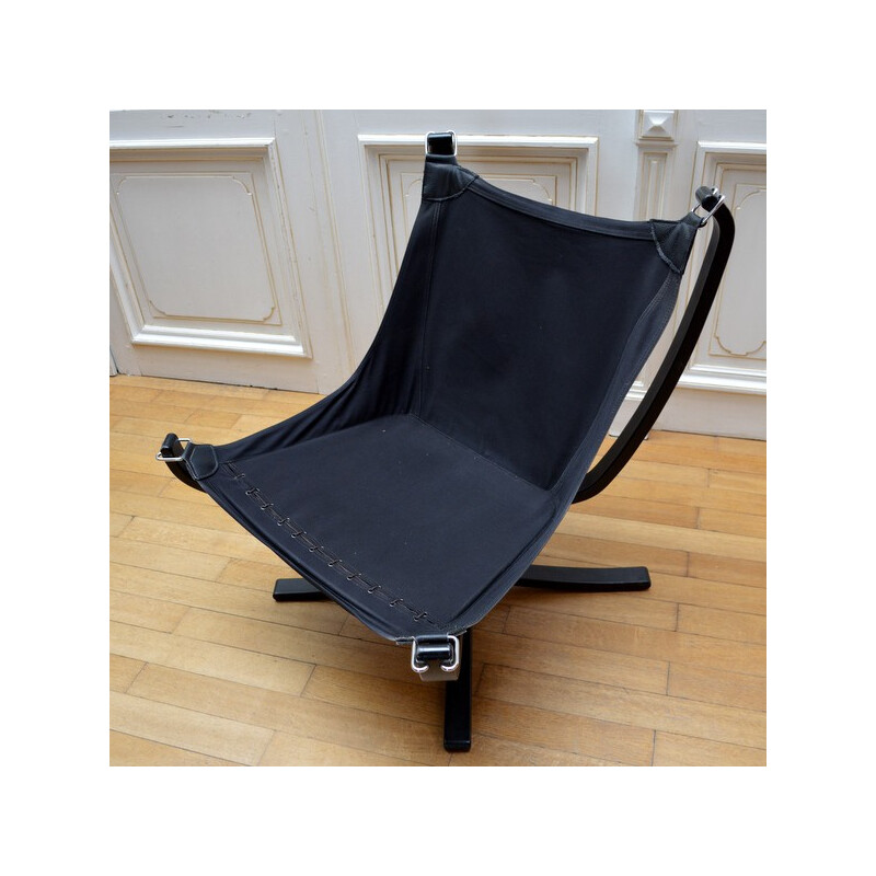 Scandinavian Vatne Møbler " Falcon" lounge chair in grey leather, Sigurd RESSELL - 1960s