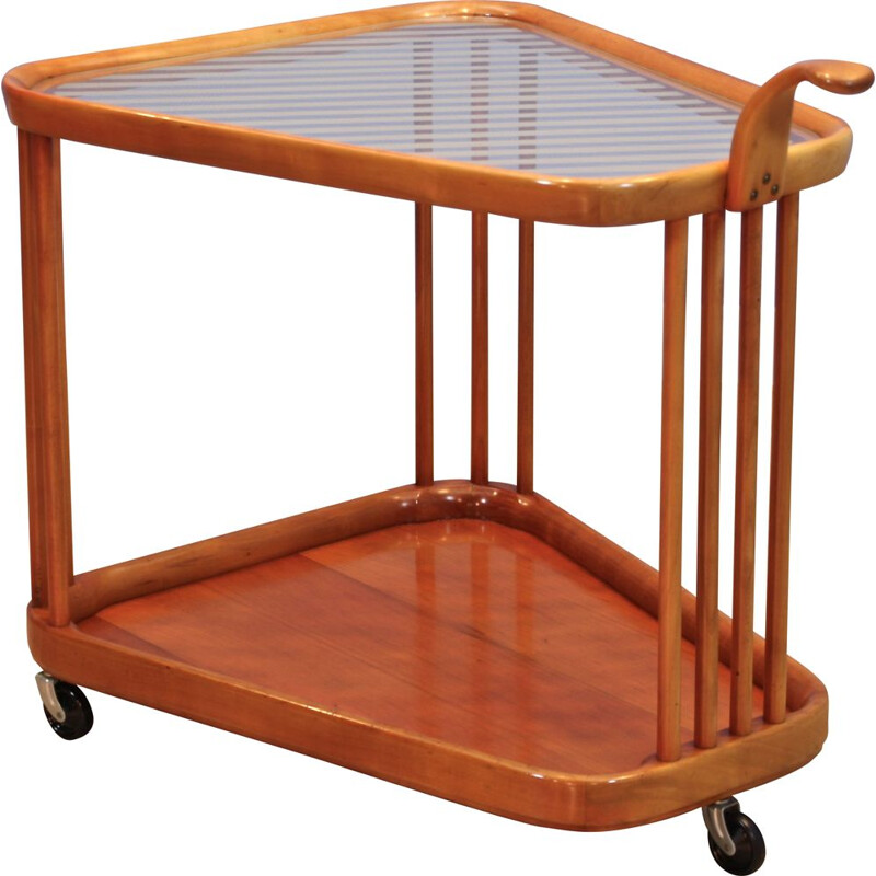 Vintage serving trolley in beech by Cesare Lacca for Cassina, 1960s