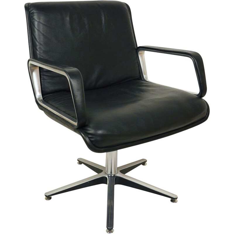 Vintage black Swivel Office Chair by Delta Design for Wilkhahn, Germany, 1970s