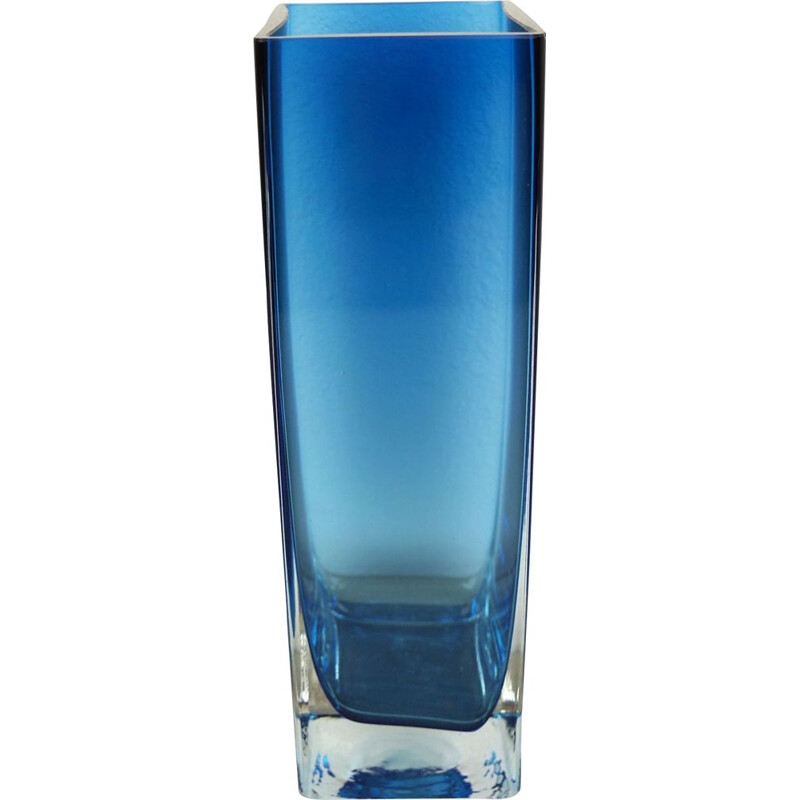 Vintage Blue Glass Vase by Gunnar Ander for Lindshammar, Sweden, 1960s