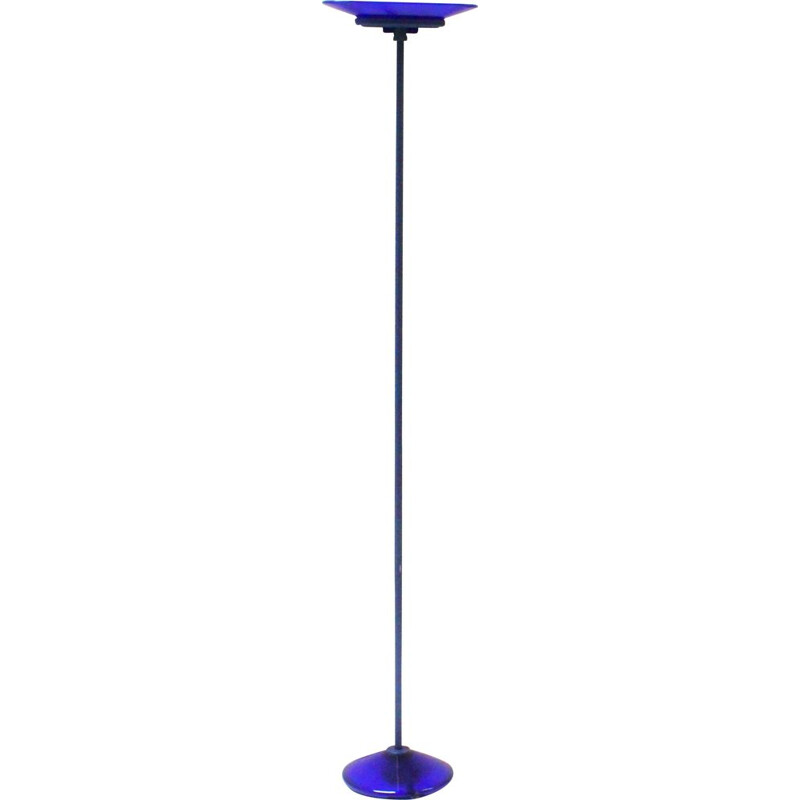 Vintage blue glass floor lamp "Jill" by Arteluce, 1980s