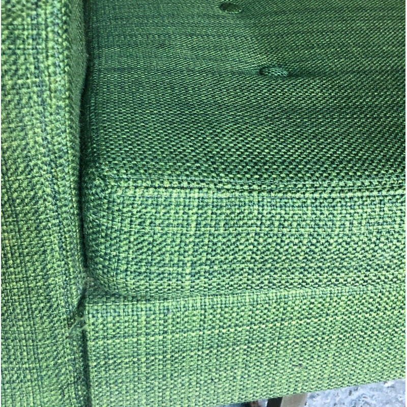 Vintage lounge set in green woolly cotton fabric by Florence Knoll, 1960s