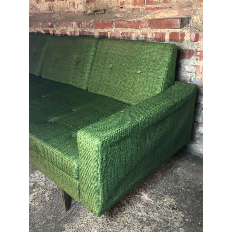 Vintage lounge set in green woolly cotton fabric by Florence Knoll, 1960s