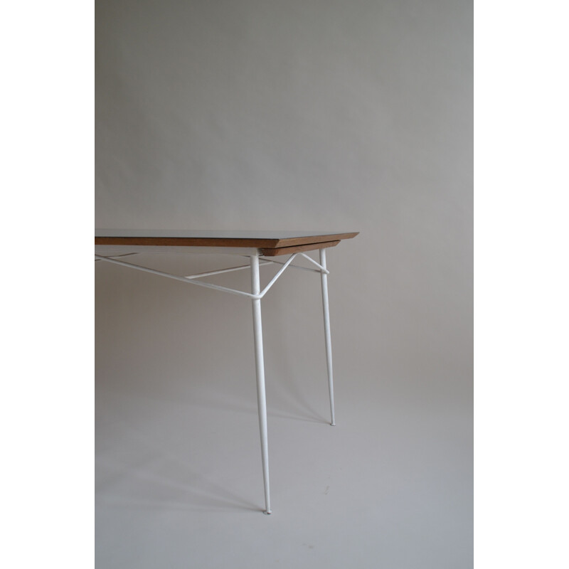 Vintage wood and metal table by Henri Lancel for Primavera, 1950