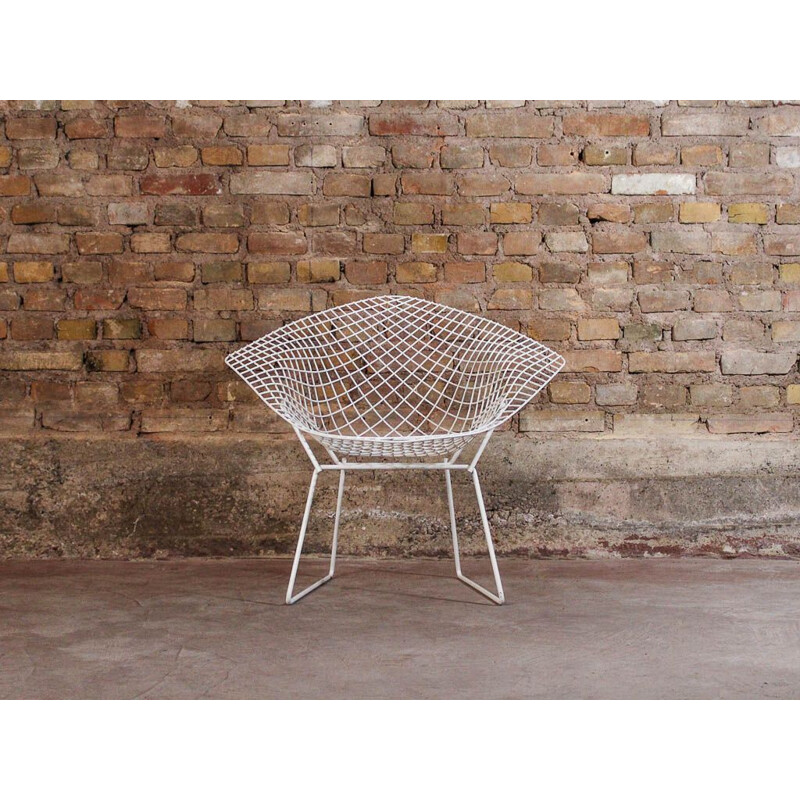 Vintage white Diamond armchair by Harry Bertoia for Knoll, 1952s