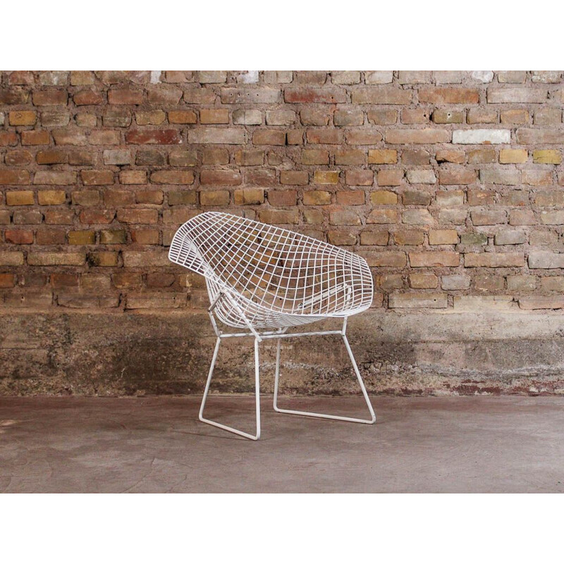 Vintage white Diamond armchair by Harry Bertoia for Knoll, 1952s