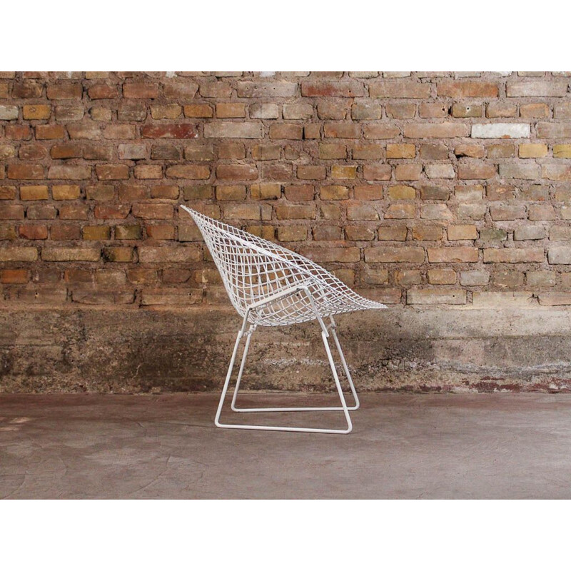 Vintage white Diamond armchair by Harry Bertoia for Knoll, 1952s
