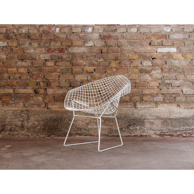 Vintage white Diamond armchair by Harry Bertoia for Knoll, 1952s