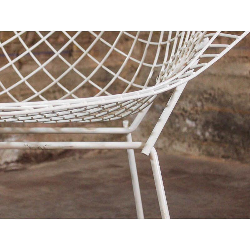 Vintage white Diamond armchair by Harry Bertoia for Knoll, 1952s