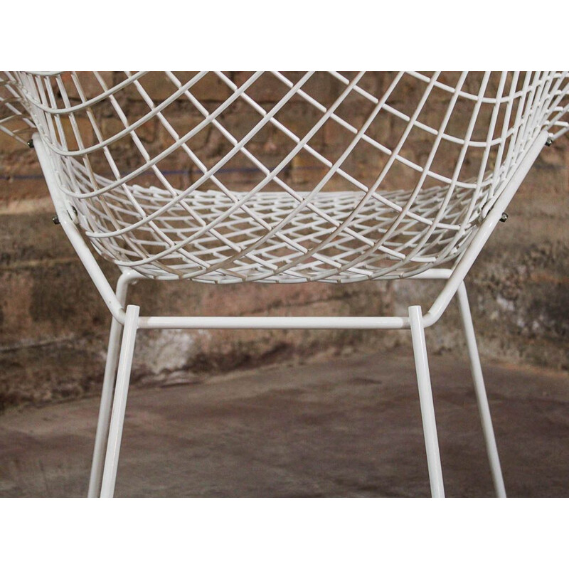 Vintage white Diamond armchair by Harry Bertoia for Knoll, 1952s