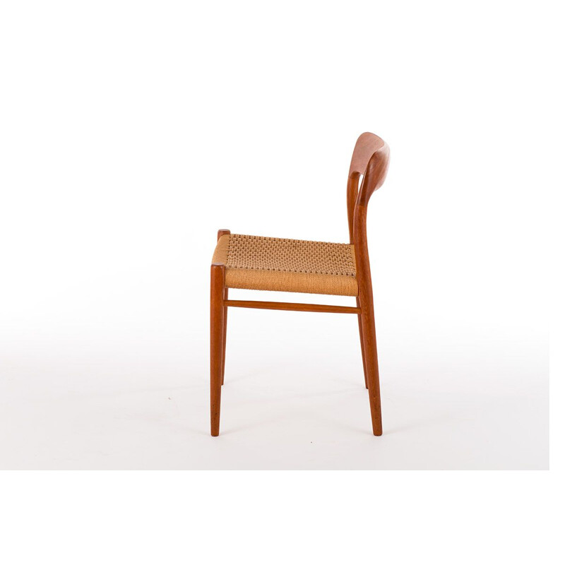 Vintage teak and paper cord chair model 75 by Niels Otto Møller, 1950s