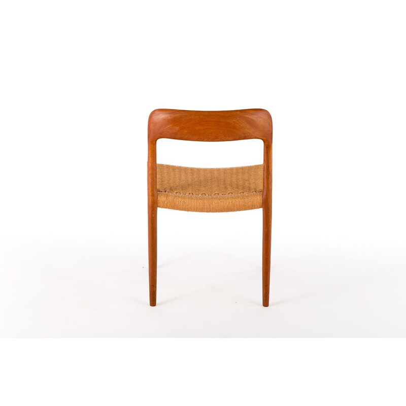 Vintage teak and paper cord chair model 75 by Niels Otto Møller, 1950s