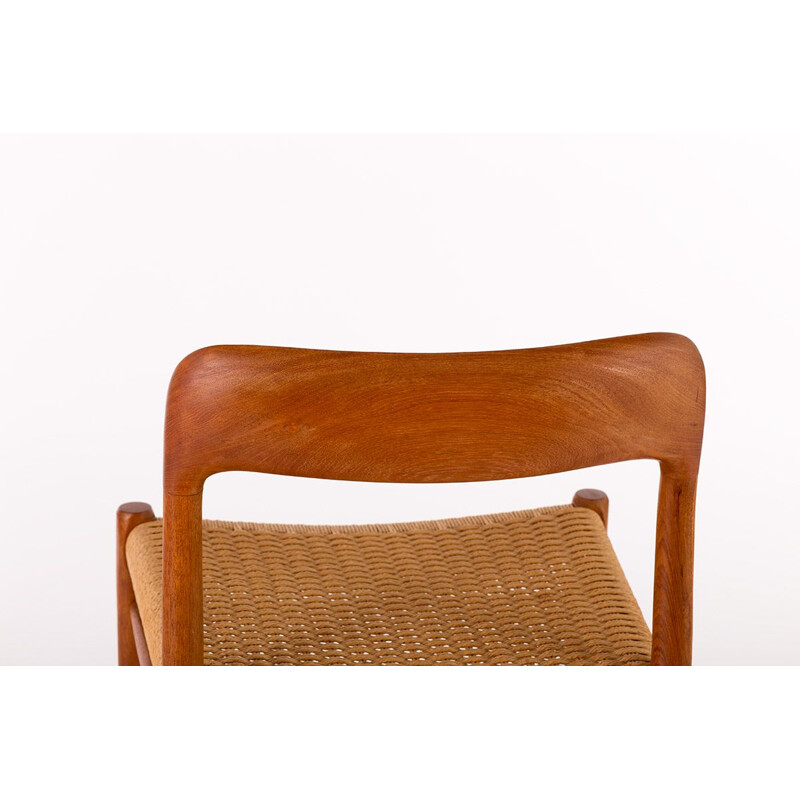 Vintage teak and paper cord chair model 75 by Niels Otto Møller, 1950s