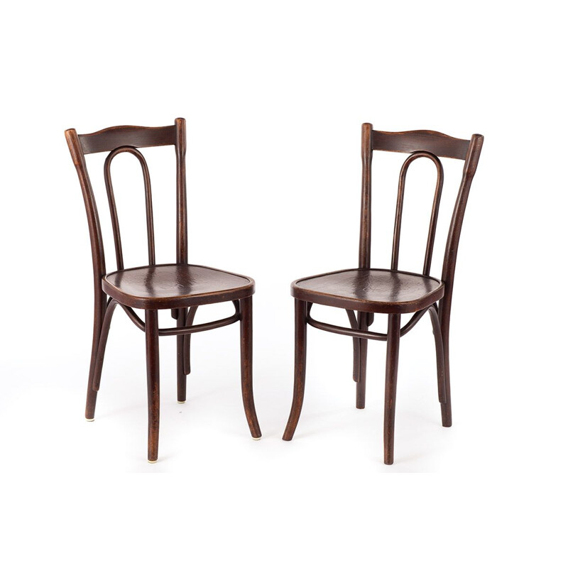 Ensemble de 2 chaises de bistrot vintage par Thonet, 1920