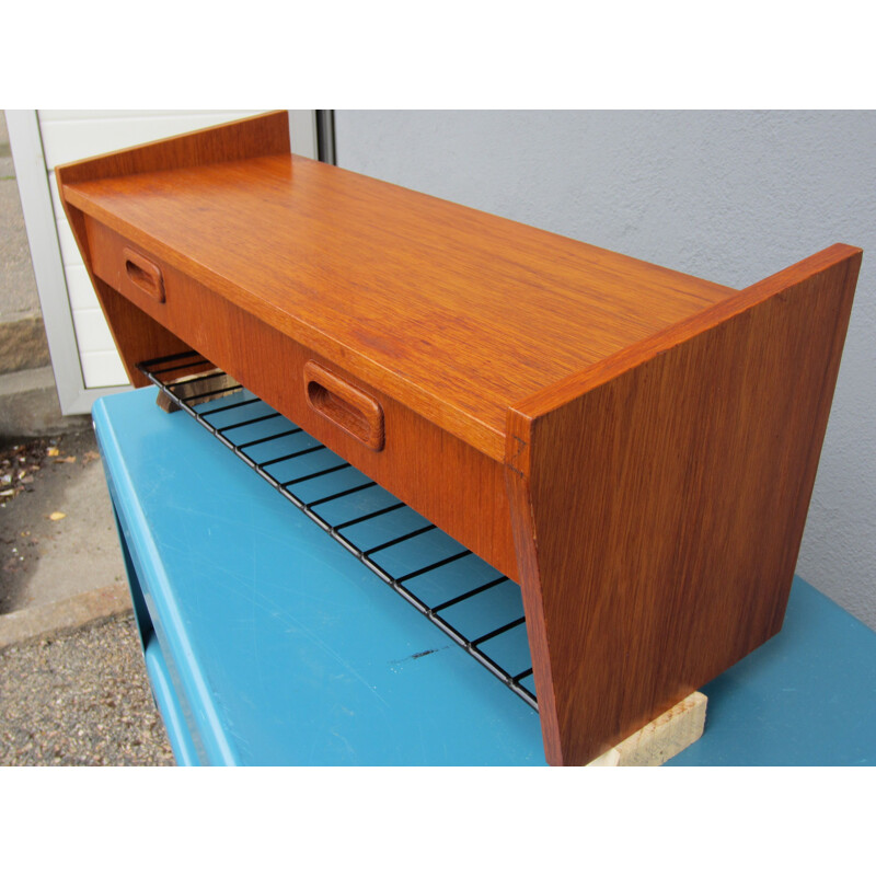 Vintage Scandinavian teak wall shelf