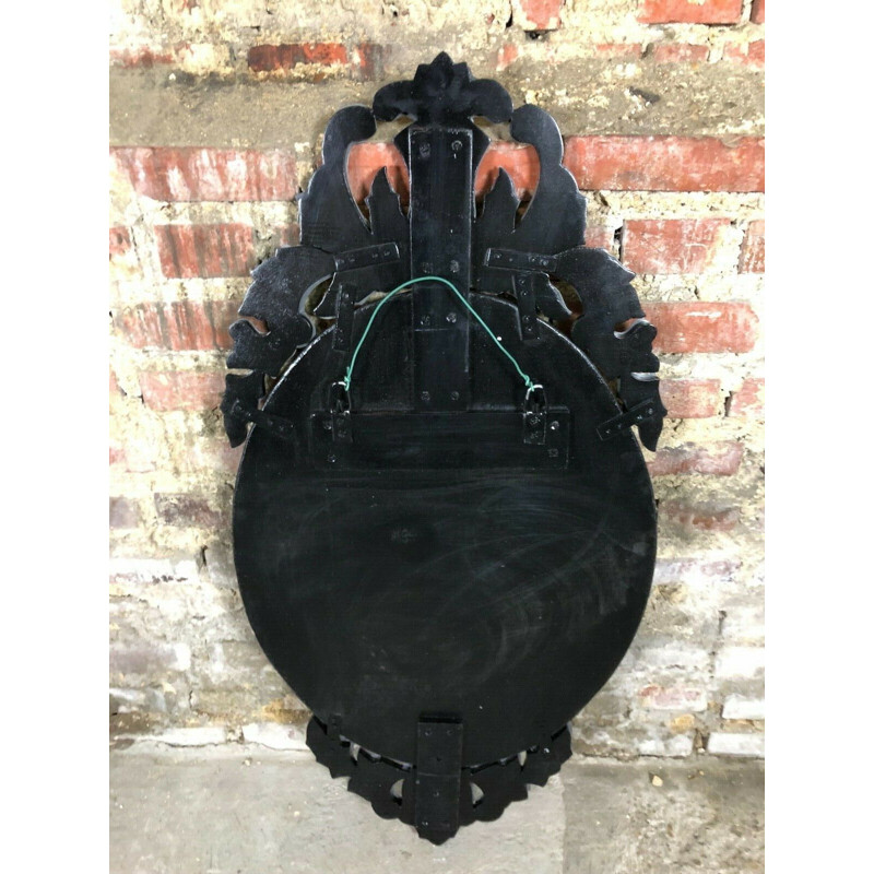 Vintage ovale Venetië spiegel met fronton, 1980