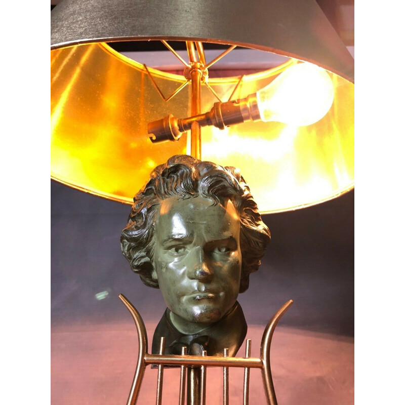 Lámpara de escritorio vintage de latón Beethoven