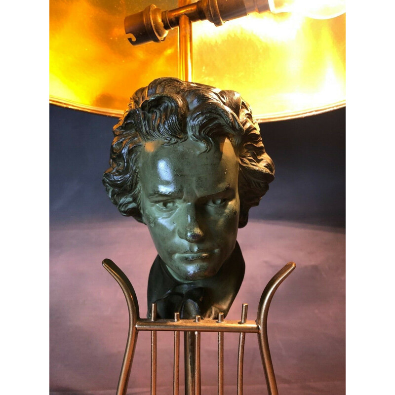 Lampada da tavolo in ottone vintage Beethoven