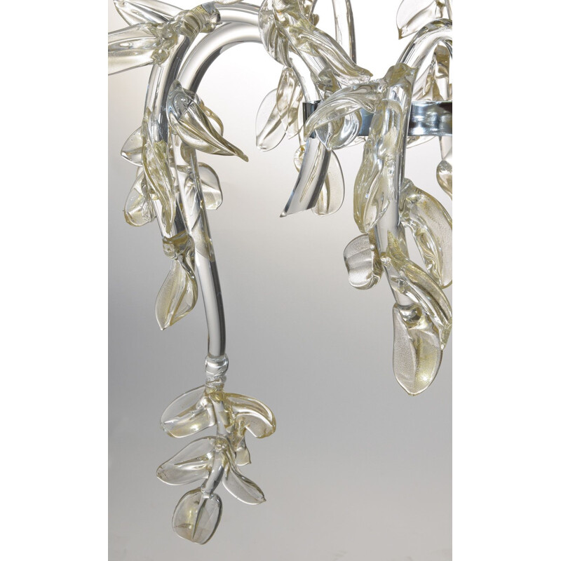 Vintage water lily chandelier in Murano glass, Italy 1950