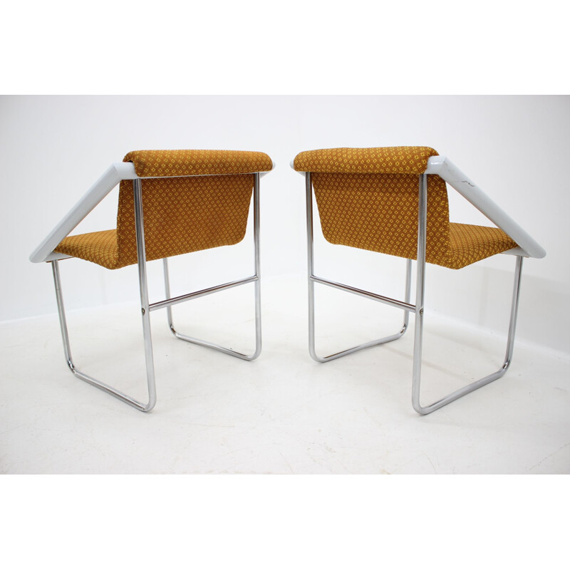 Ensemble de deux chaises longues chromées d'époque, 1960