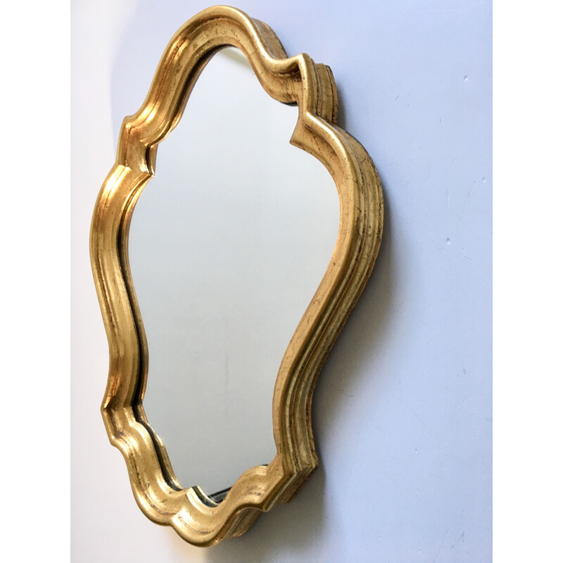 Miroir vintage bois sculpté et doré 