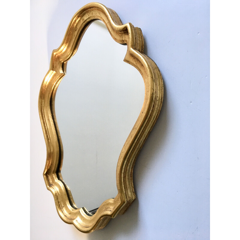 Vintage carved and gilded wood mirror 