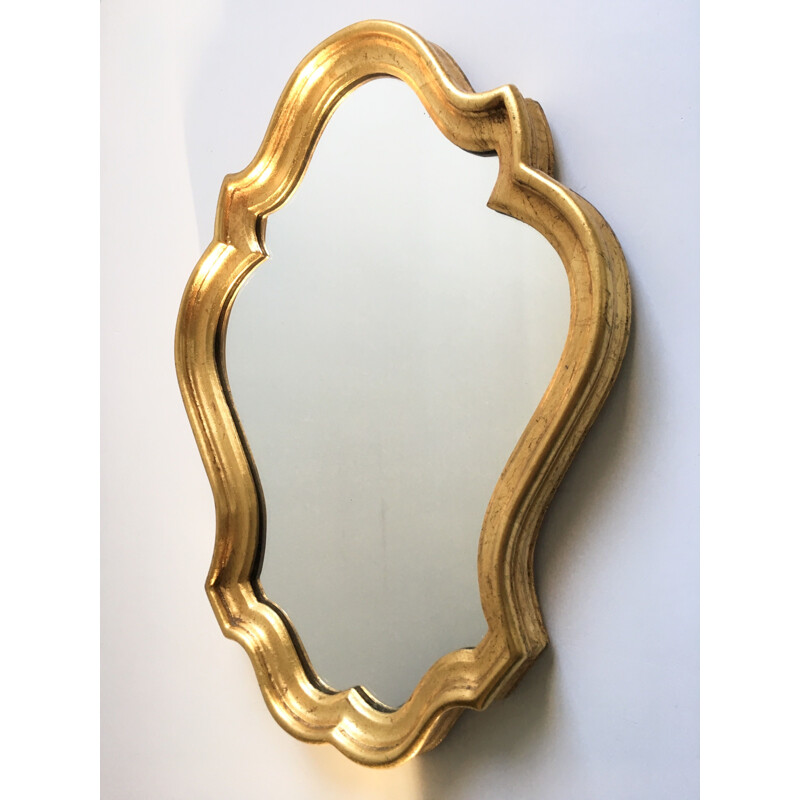 Vintage carved and gilded wood mirror 