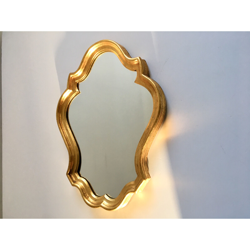 Vintage carved and gilded wood mirror 