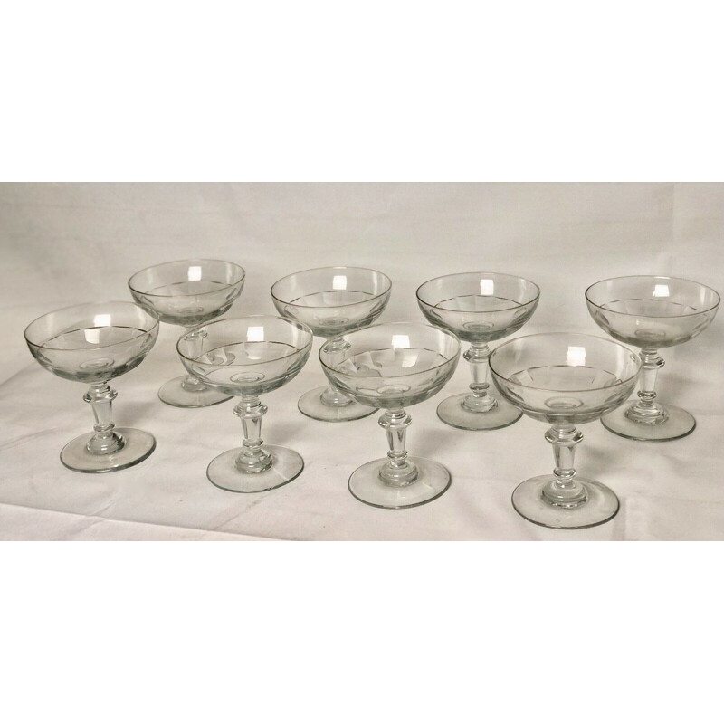 Crystal bowls (set of 8 pieces) vintage Art Deco period