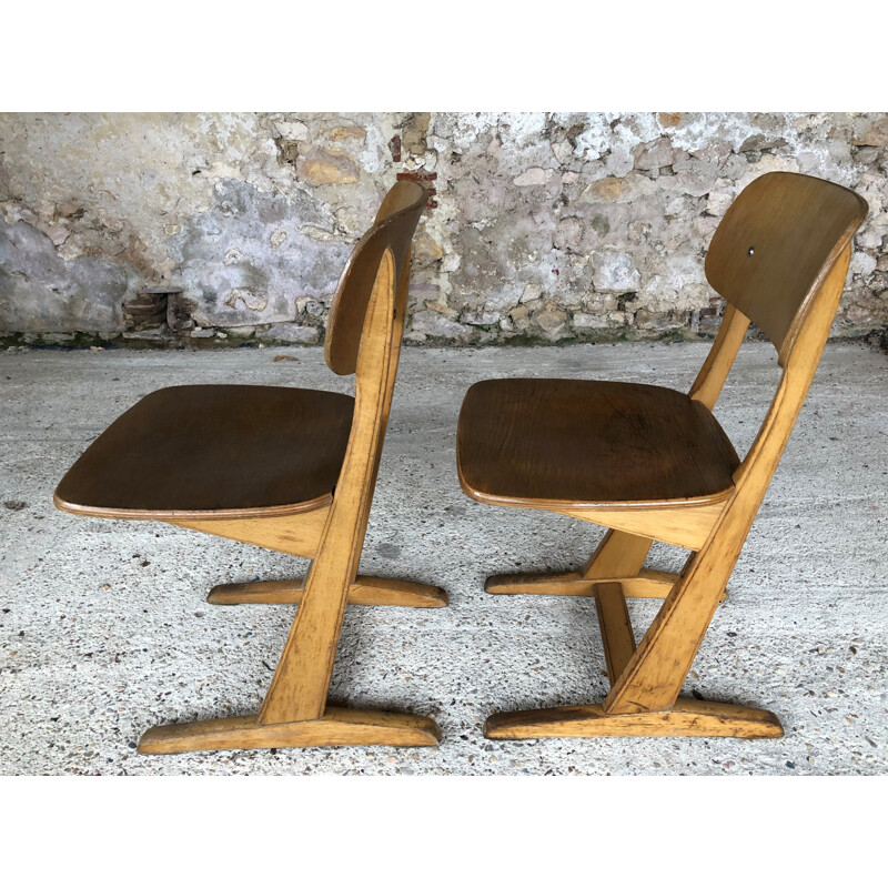 Pair of vintage children's chairs, large size model by Casala