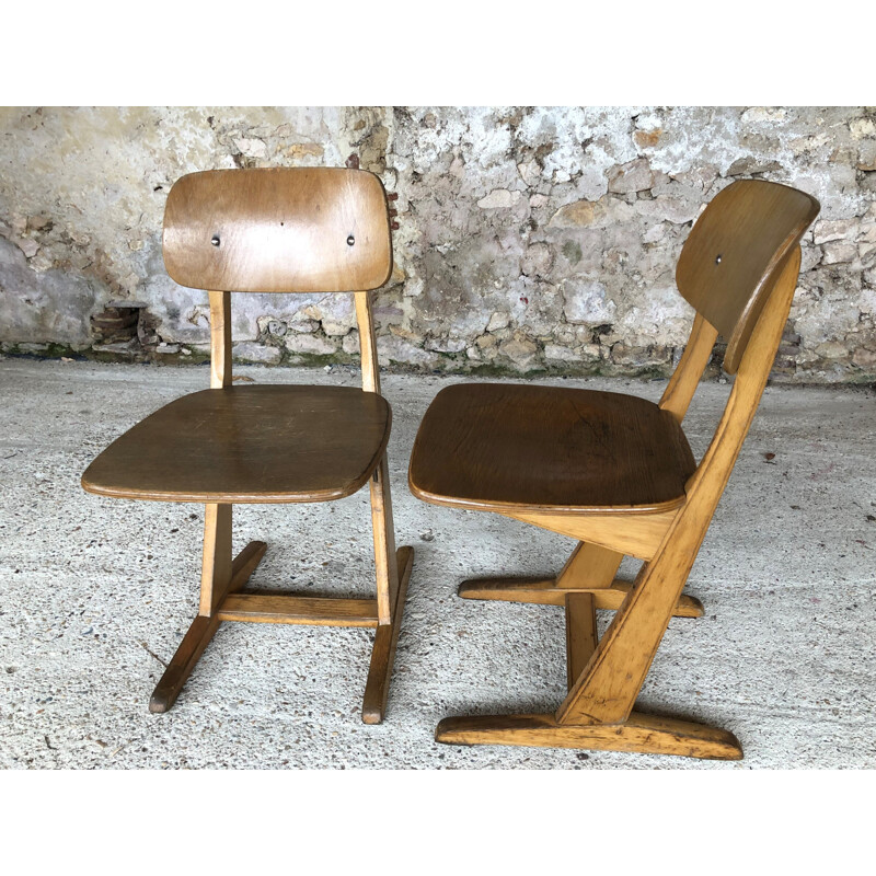 Pair of vintage children's chairs, large size model by Casala