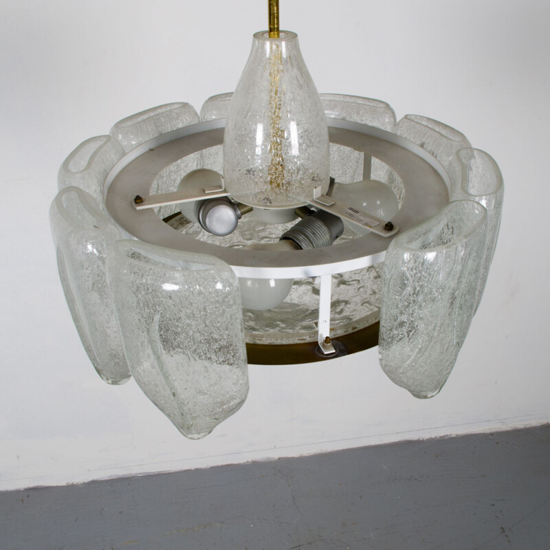 Lampadario vintage in vetro Doria con 4 lampadine